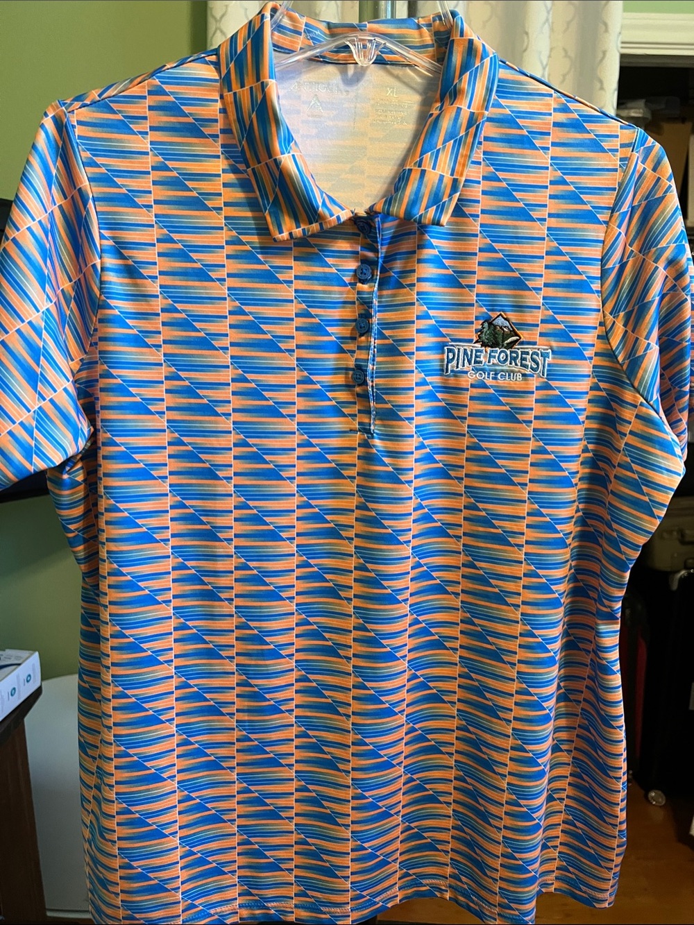 Women’s Aniqua Golf shirt Blue & Orange Geometric Polo